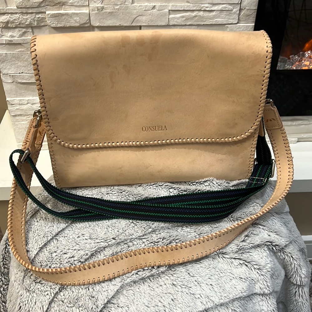 CONSUELA all natural leather messenger bag/crossbody